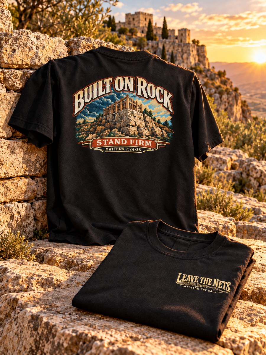 Built on the Rock Christian T-Shirt | Matthew 7:24–25